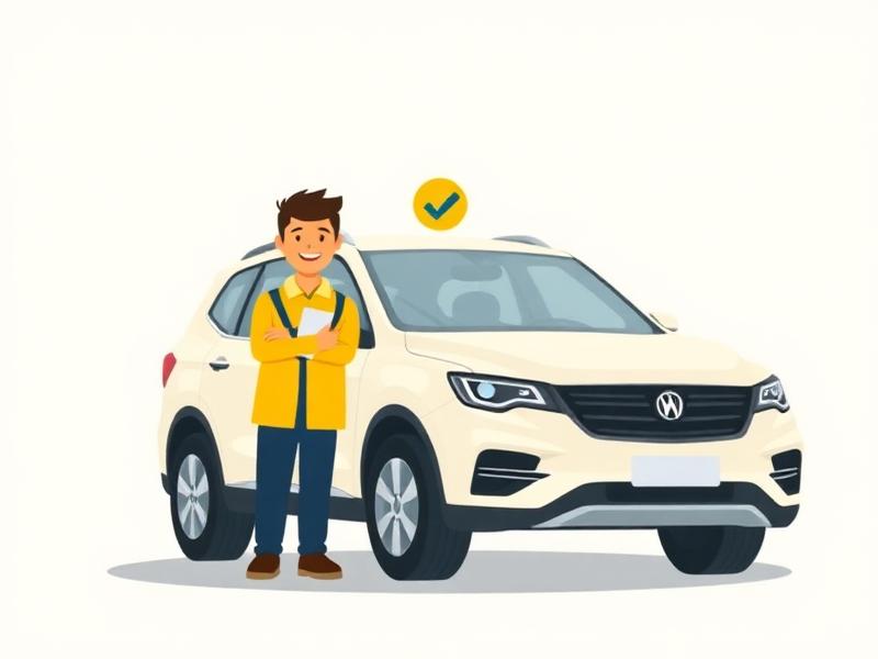A verified driver with a checkmark badge standing beside a clean SUV
